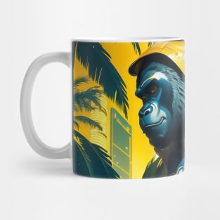 Trendy gorilla wearing yellow jacket in miami beach Mug